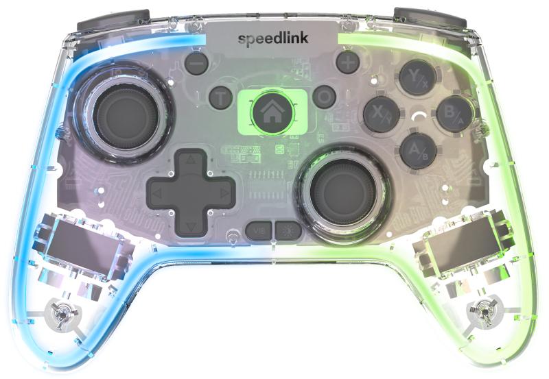 Speedlink - RAIT NX RGB Gamepad - Wireless/Wired - for PC/Android/Switch OLED/Lite, clear transparent Speedlink