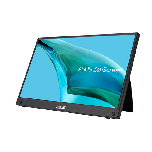 ASUS ZenScreen MB16AHG – bærbar skærm med støttefod set skråt forfra