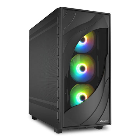 Sharkoon Rebel C80M RGB Black Mesh Airflow 4x 120mm ARGB PWM Fans USB-C Dual 360mm Radiator ATX Gaming PC Case Sharkoon