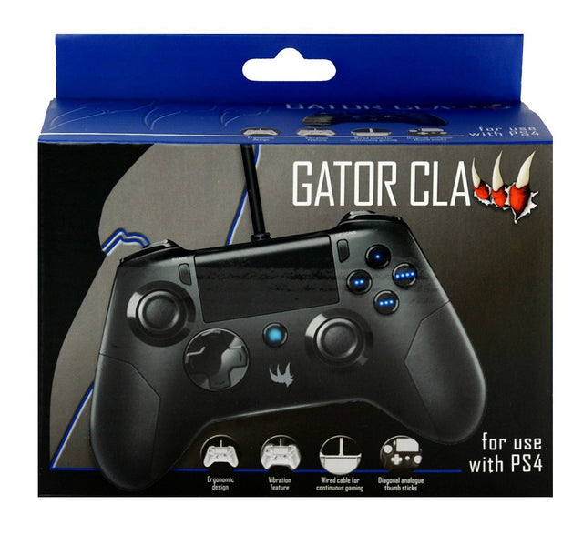 ORB Gator Claw kablet controller til PS4 – sort