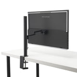 ASUS ZenScreen MB27ACF – skærmens bagside og C-clamp-arm på bord