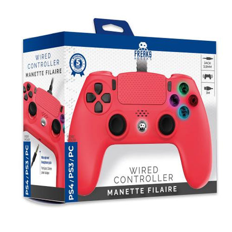 Freaks and Geeks kablet PS4-controller – rød, 3 m