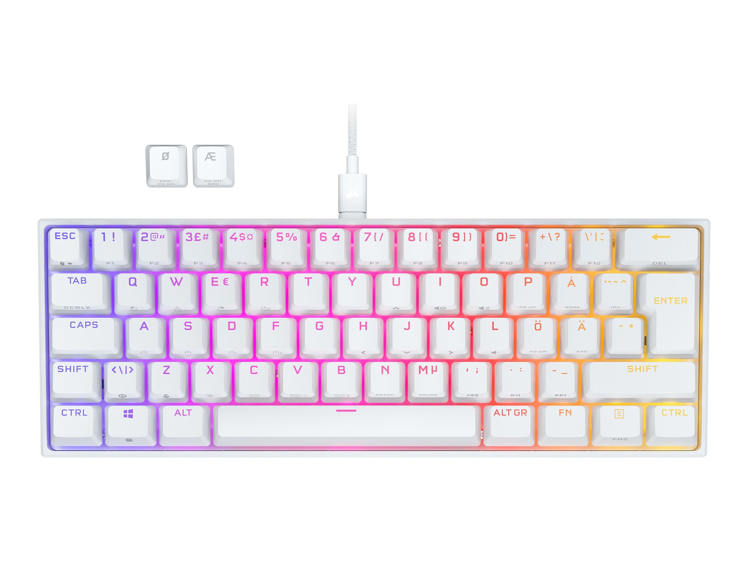 CORSAIR Gaming K65 RGB MINI 60 % Tastatur, mechanische RGB-Verkabelung, nordisch (Dänisch/Finnisch/Norwegisch/Schwedisch) 