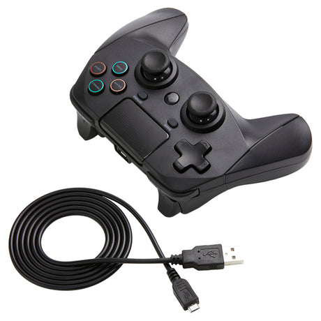 Snakebyte Game:Pad 4 S Wireless – sort controller til PS4 og PS3 – produkt og tilslutningskabel
