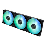 ASUS MAX Gaming LC 360 ARGB LCD – radiator og blæsere set skråt