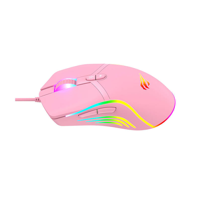 Gaming mouse Havit MS1026 RGB 1000-6400 DPI (pink) Havit