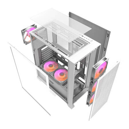 Computer kabinet Darkflash DRX70 MESH + 4 RGB blæsere (hvid) Darkflash