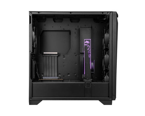 MSI MPG GUNGNIR 300P AIRFLOW – sort PC-kabinet – indvendigt rum med sidepanel åbnet