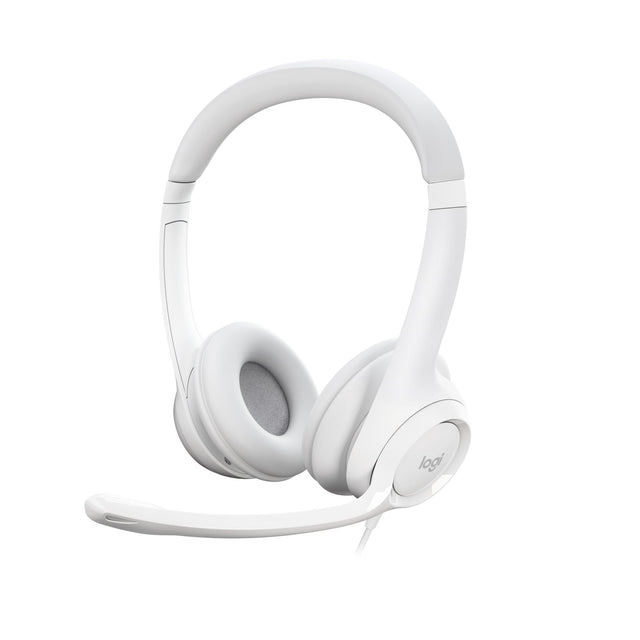 Logitech - H390 Wired Headset for PC/Laptop, Stereo Headphones with Noise Cancelling Microphone, USB-A WHITE