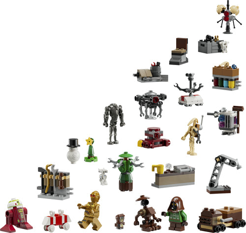 LEGO Star Wars 75418 – Julekalender 2025 – kalenderens figurer og byggede minimodeller
