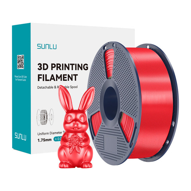 Sunlu PLA+ Silk filament – rød, 1,75 mm, 1 kg