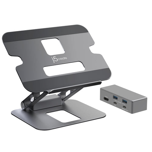 j5create – justerbart laptopstativ med 4K USB-C-dock – Dockingstativ og aftagelig hub