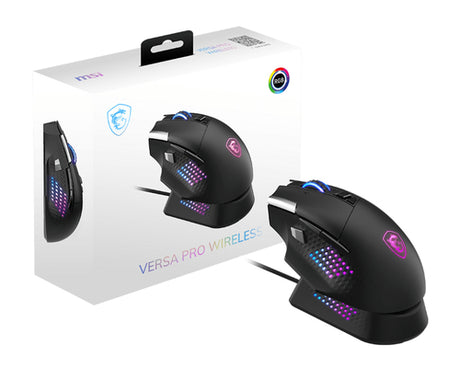 MSI VERSA PRO WIRELESS + Mouse Dock Pro gamingmus - sort - visning 8