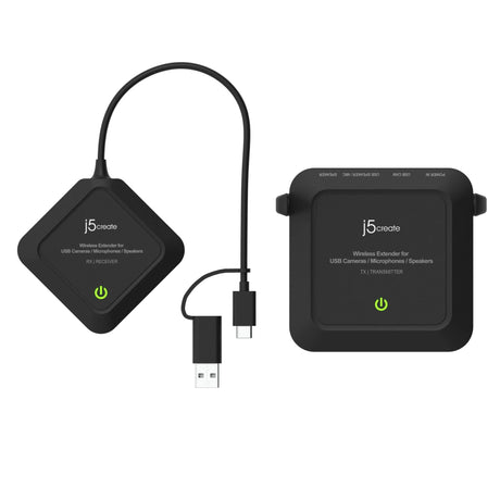 j5create JVW120-N trådløs USB-forlænger – sender og modtager set ovenfra