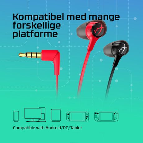 HyperX Cloud Earbuds II Kabling Øreproptelefoner Sort Rød Hewlett-Packard