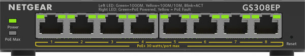 NETGEAR GS308EP – 8-port Gigabit PoE+ Plus-switch, 62 W