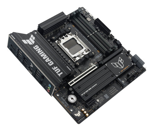 ASUS TUF GAMING B850M-PLUS WIFI7 – micro ATX AM5 bundkort – skråt ovenfra