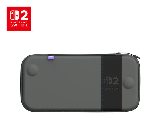 Turtle Beach PlayTrek Slim – Switch 2-etui – Charcoal Black – slankt etui forfra med Switch 2-mærkning