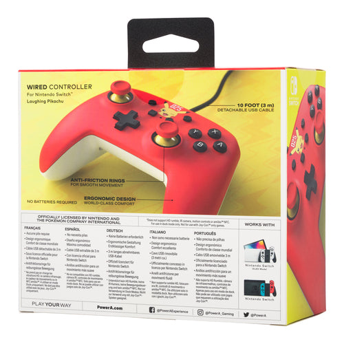 PowerA kablet controller – Laughing Pikachu – Nintendo Switch – emballagens bagside