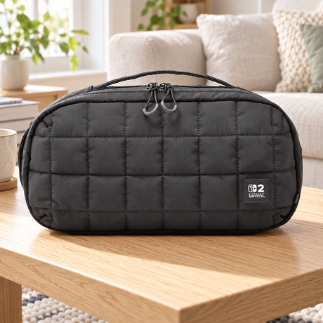 HORI Puff Pouch – sort – mellemstørrelse – Nintendo Switch 2 – stemningsbillede