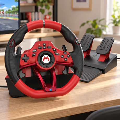 HORI Mario Kart Racing Wheel Pro Deluxe – rat og pedaler – Switch 2 – stemningsbillede