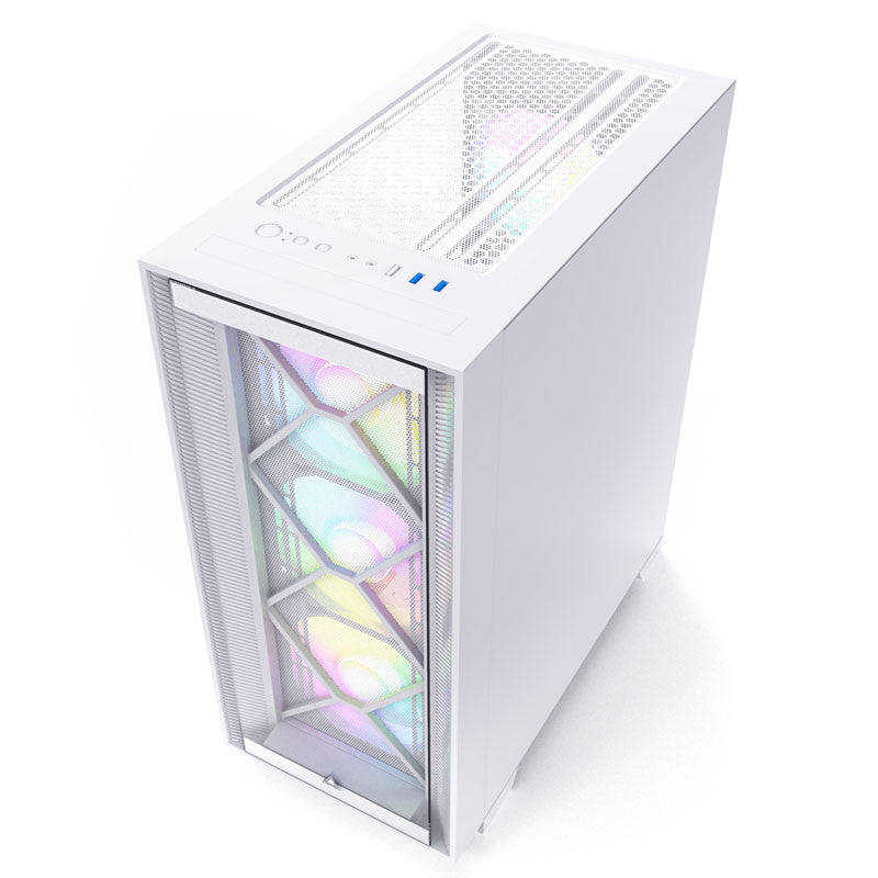 Montech Air 1000 Premium White - Midi Tower, Tempered glass, 3x 140mm+120mm ARGB fan, 2x front panels