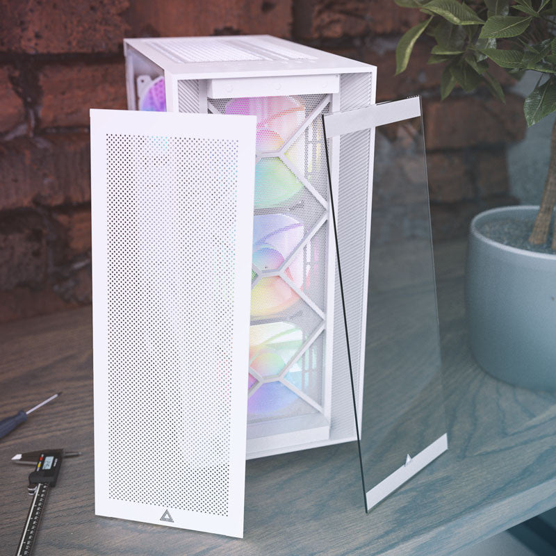 Montech Air 1000 Premium White - Midi Tower, Tempered glass, 3x 140mm+120mm ARGB fan, 2x front panels