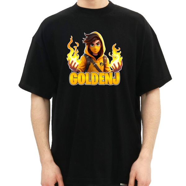 GoldenJ Flame T-Shirt – Schwarz