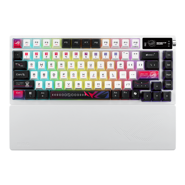 ASUS ROG Azoth X – Nordic – Hvid – tastatur set forfra