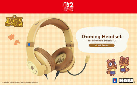 Producentens temabillede – HORI Animal Crossing gamingheadset – Nintendo Switch 2 – brun