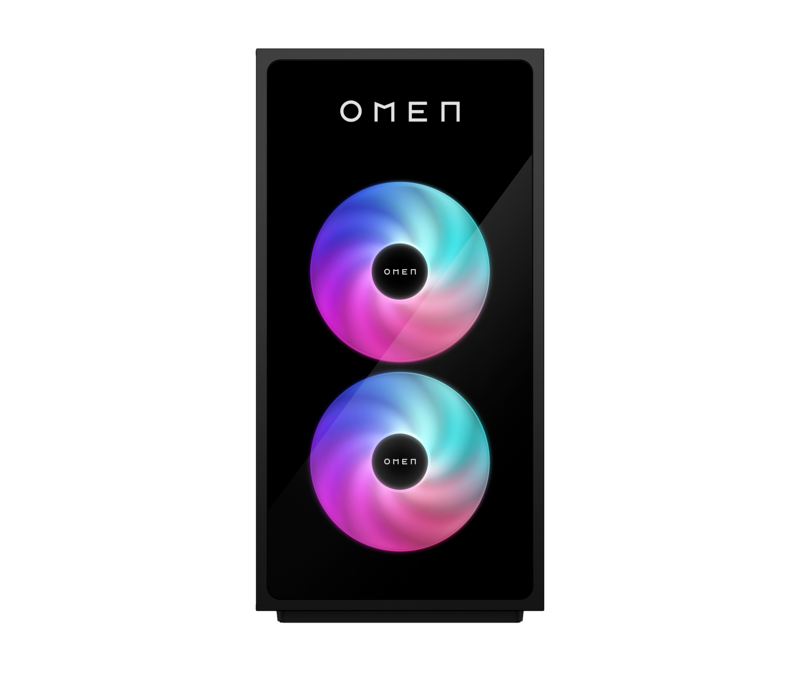 HP OMEN 35L GT16-0065ng – sort gamingcomputer set forfra med to RGB-blæsere