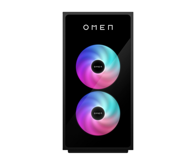 HP OMEN 35L GT16-0065ng – sort gamingcomputer set forfra med to RGB-blæsere