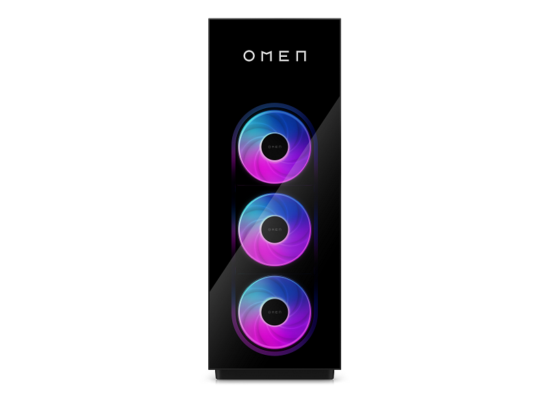 HP OMEN MAX 45L GT23-0091ng – sort gamingcomputer set forfra med tre RGB-blæsere