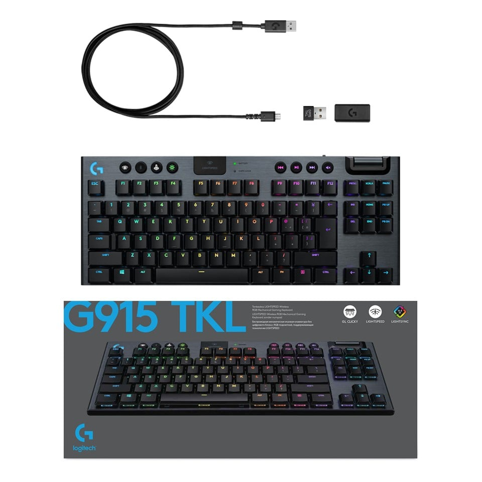 Logitech - G915 TKL Clicky Gaming-Tastatur - Nordisches Layout 