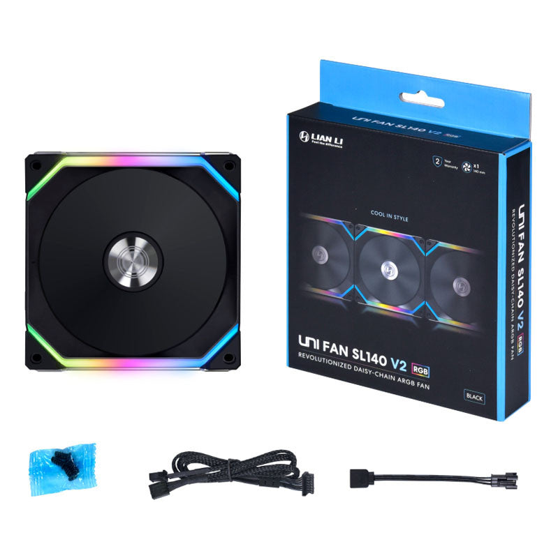 Lian Li UNI FAN SL V2 140 RGB-PWM-Lüfter, Schwarz – 140 mm