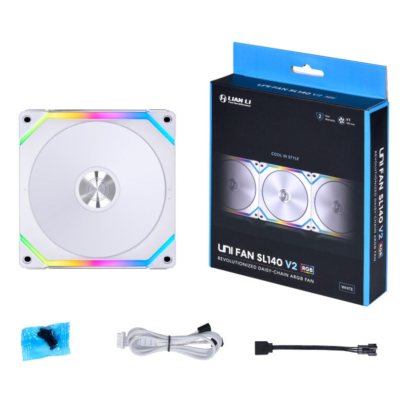 Lian Li UNI FAN SL V2 140 RGB-PWM-Lüfter, Weiß – 140 mm