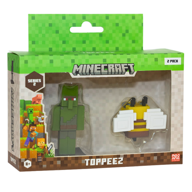 Minecraft - 3D 6 cm Figure 2 pack window box S2 - Zombie Villager & Bee Minecraft