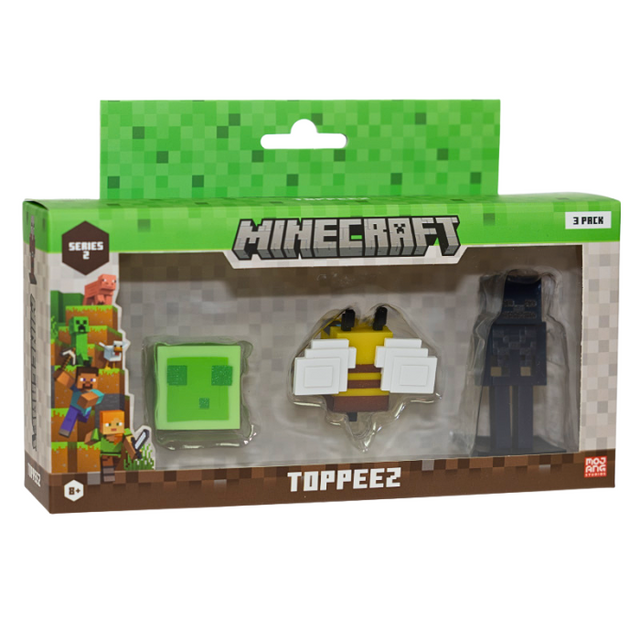 Minecraft - 3D 6 cm Figure 3 pack S2 - Slime, Bee og Wither Skeleton Minecraft