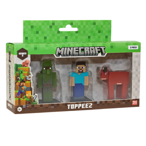 Minecraft - 3D 6 cm Figure 3 pack S2 - Zombie Villager, Steve og Cow Minecraft