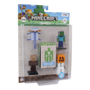 Minecraft - 3D Special Edition Figure 5 pack Blister - Axolotl, Zombie, Villager & Snow Golem Minecraft