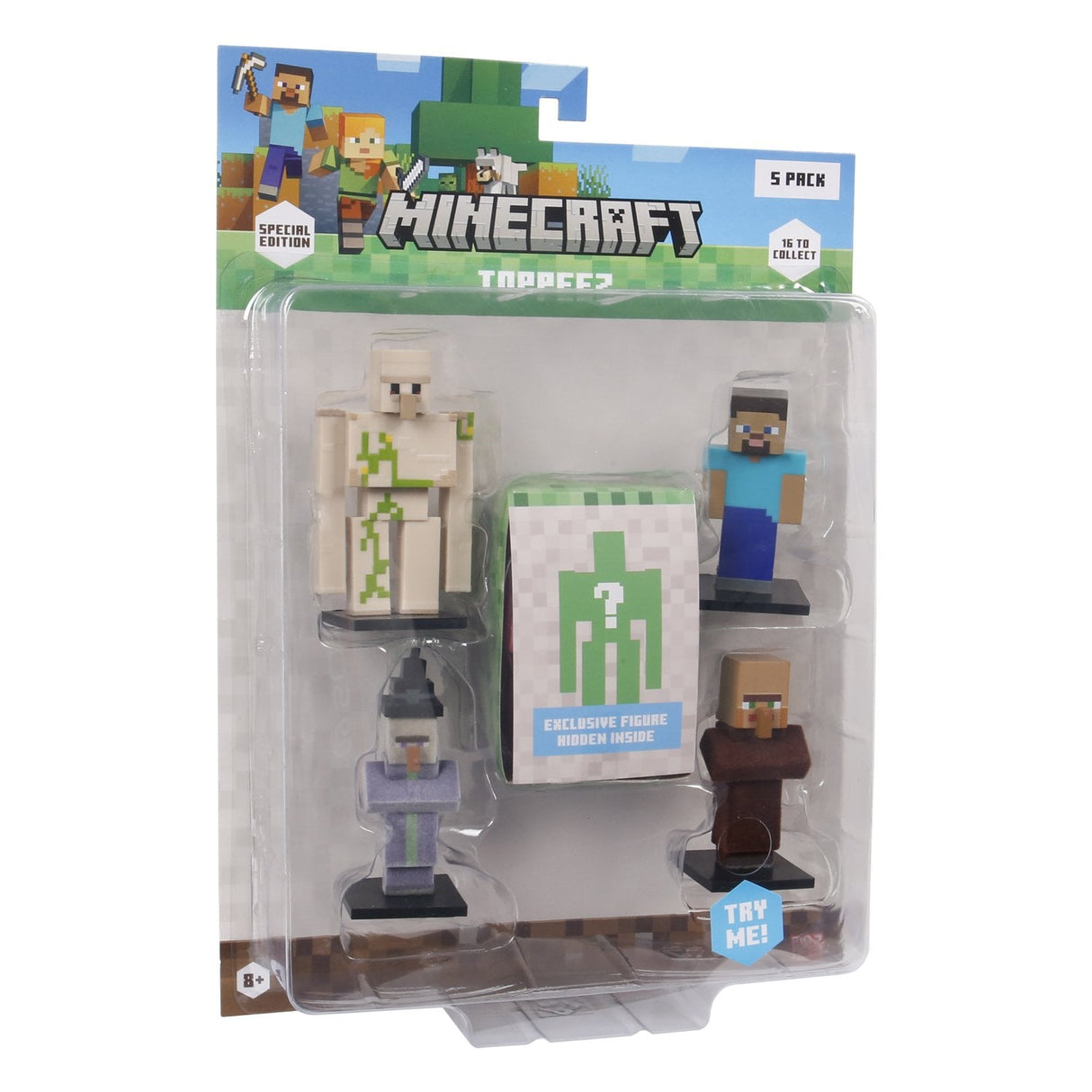 Minecraft - 3D Special Edition Figure 5 pack Blister - Steve, Villager, Iron Golem & Witch Minecraft