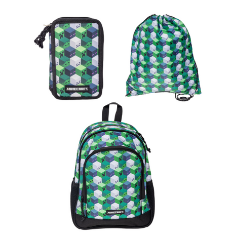 Minecraft – Drawstring Gym Bag 35x45 cm + Medium Backpack 35x26x18 cm + Filled Double Decker (bundle) Stor