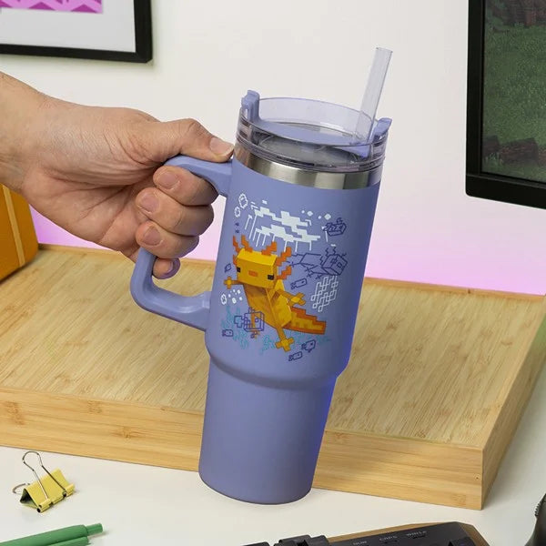 Minecraft Lilla 900ml termo kop og sugerør