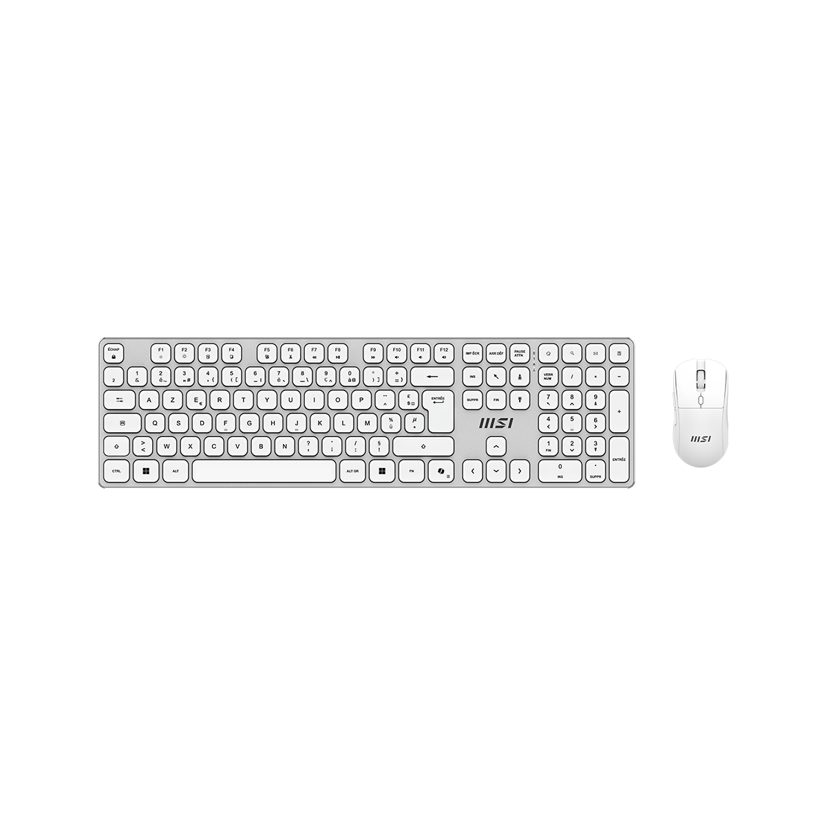 MSI FORGE K210 Wireless Combo White med fransk AZERTY-layout og hvid mus