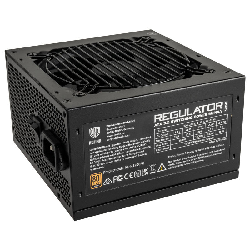 Kolink KL-R1200FG PSU. Gen5. Gold - 1200W, ATX 3.0, 600W 12VHPWR