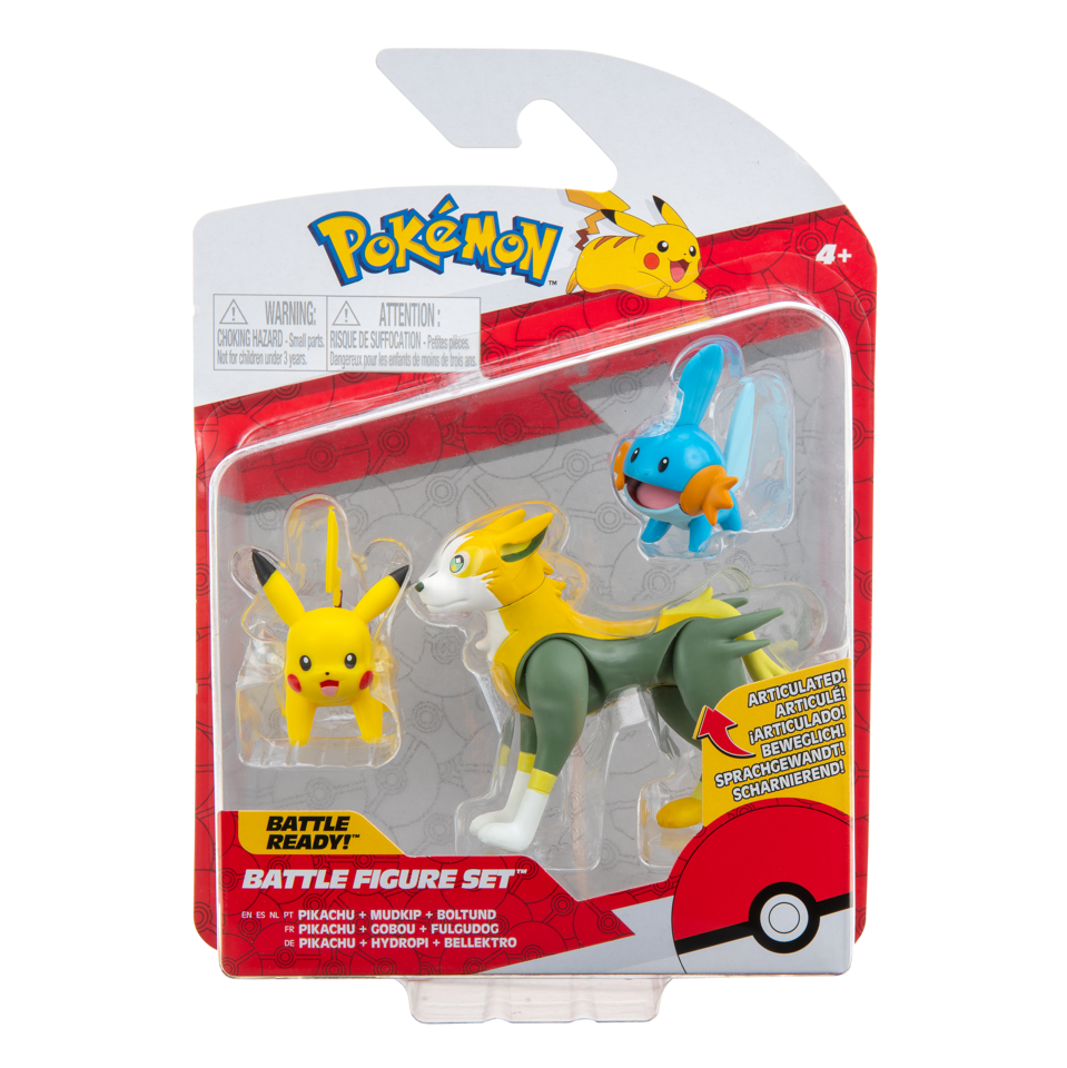 Pokémon - Battle Figure 3-pack - Pikachu,Mudkip,Boltund - (95155-12)