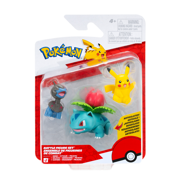Pokémon Battle Figure-sæt – Pikachu, Ivysaur & Deino
