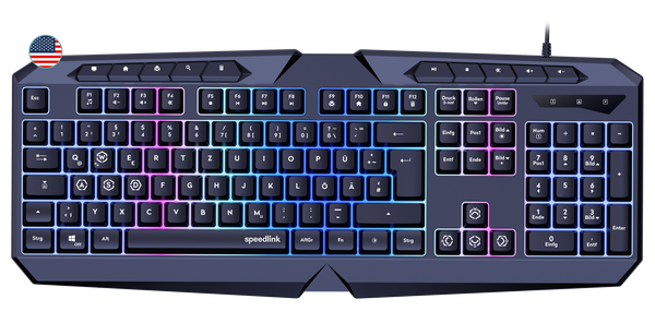 Speedlink - LUDICIUM RGB Rainbow Gaming Tastatur, sort - US Layout
