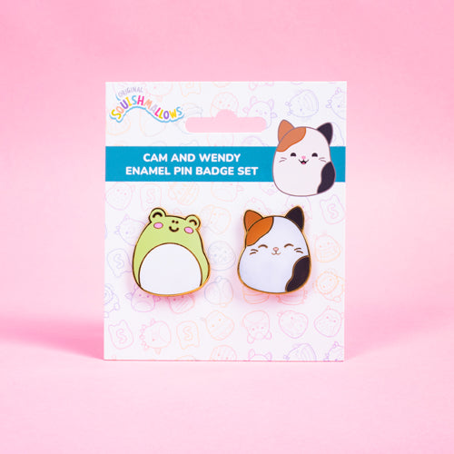 Squishmallows - Pin Badges x 2 Cam & Wendy - Compact Size Squishmallows