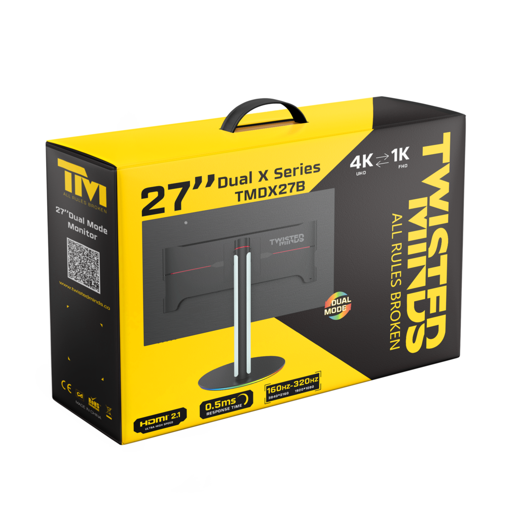 TWISTED MINDS 27” 2K/4K Gaming Skærm – 4K 160Hz / Full HD 360Hz